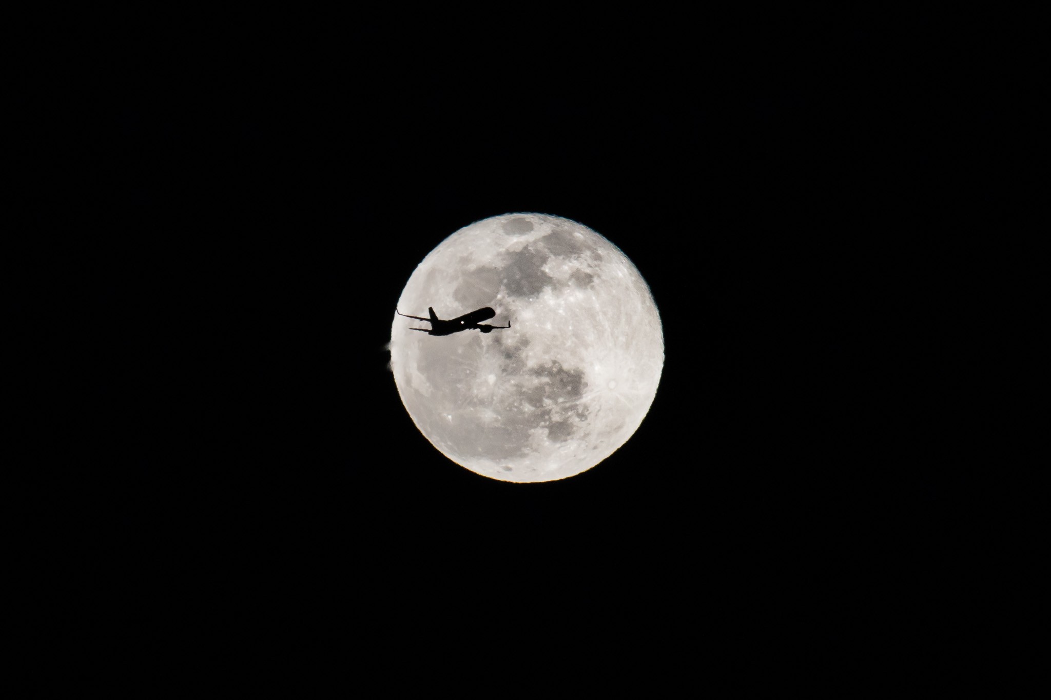 After waiting an hour and a half for the moon to rise and watching several planes come close, we finally got our first crossing